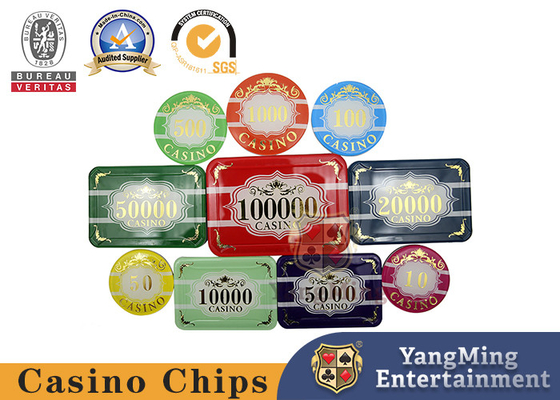 comprar La capa Crystal Acrylic Casino Poker Chip de Macao tres fijó el sellado de oro de 760 pedazos ULTRAVIOLETA Fabricación en línea