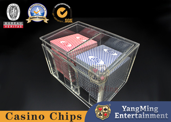 comprar Caja de tarjeta completamente transparente de acrílico de la mesa de juegos de la tabla del póker del bacará de la caja de la basura de la tarjeta del póker Fabricación en línea