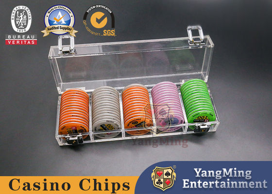 comprar 100 PC de juego de tabla del póker de Chip Tray With Lock Acrylic Transparent del póker del casino de 45m m Fabricación en línea