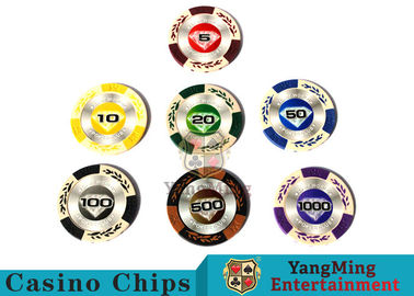 comprar 14 gramos Matte Sticker Custom Clay Poker Chips With 25pcs en un rollo del encogimiento Fabricación en línea