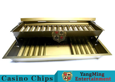 comprar Color amarillo del oro de 15 filas casino doble Chip Tray With Two Layer Casino Chip Holder del metal de la cerradura de 2 capas Fabricación en línea