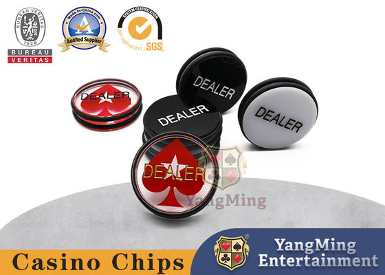 comprar Marcador de Baccarat de PVC Acrílico Negro y Blanco Pantalla de Seda Grabada Botón del Distribuidor de Poker de Texas Fabricación en línea