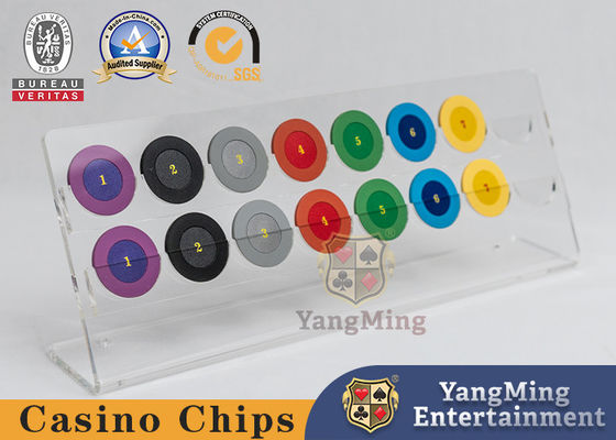 comprar Casinos Transparente Rack de fichas 16 redondo Texas Hold'Em Fichas Monedas Acrílico Display Rack Fabricación en línea
