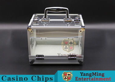 comprar Manija abierta Texas Chip Lockable Cash Box del doble 600PCS/sitio del ajedrez de la transparencia del marco de la aleación de aluminio alto Fabricación en línea