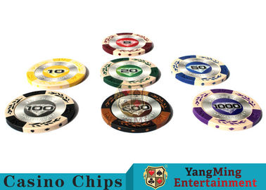 comprar grueso de encargo de la etiqueta engomada 3.4m m de 14g Clay Poker Chips With Mette Fabricación en línea