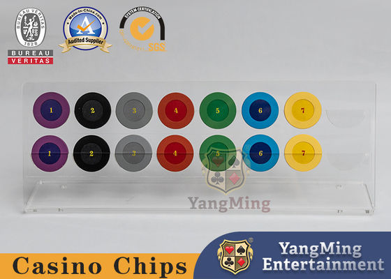 comprar Acrílico transparente de dos capas de 16 piezas redondo con mostrador de fichas Fabricante de fichas personalizadas de ruleta de mesa de póquer con mostrador de fichas de monedas Fabricación en línea