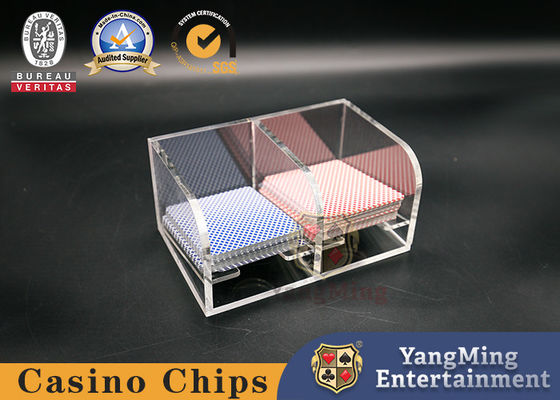 comprar Acrílico transparente de cristal Cow Cow Poker descartado de la caja de juego del club de la mesa 2 Compartimiento de la caja de cartas Fabricación en línea