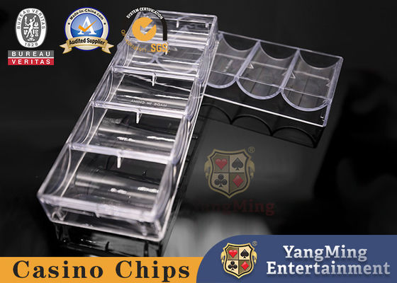 comprar Factory totalmente transparente claro acrílico de aluminio caja de fichas de póquer con bandeja de fichas fijar 100 fichas redondas Fabricación en línea