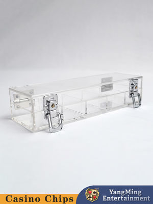 comprar 100 piezas 5 filas acrílico póker baccarat cerámica caja de fichas de arcilla con caja de fichas de cerradura transparente Fabricación en línea