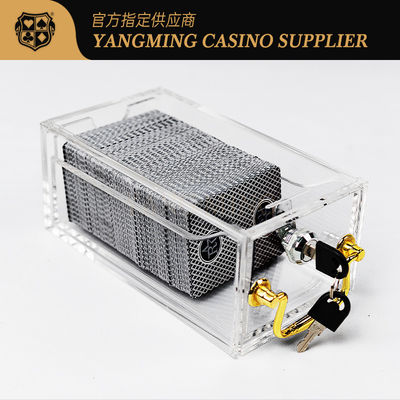 comprar Completamente transparente 8 mazos de cartas caja de baccarat juego de mesa de póquer acrílico engrosado con cerradura Fabricación en línea