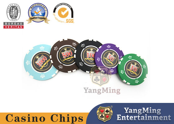 comprar circular de juego de Chip Set With Sticker Numbers del póker de la base de hierro 14g Fabricación en línea