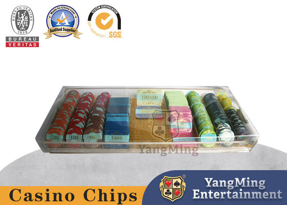 comprar Fabrica personalizada Club de casino de oro de alambre de la estructura inferior 8 filas UV Chips caja RFID Chips manija portador Fabricación en línea