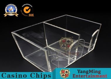 comprar Tenedor de acrílico claro del descarte del póker del naipe del casino de la caja de dos lados para los juegos de Gambing Fabricación en línea