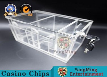 comprar Dos lados encajonan el tenedor de acrílico del descarte del póker de la cubierta del juego 8 con las cerraduras Fabricación en línea
