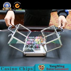 comprar póker de aluminio Chips Carrier With Two Lock del casino de la ventana de la claridad de 600 PC Fabricación en línea