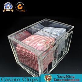 comprar Caja de acrílico clara de Dragon Tiger Baccarat Dedicated Two Sides del tenedor del descarte del naipe de las cubiertas del casino 8 Fabricación en línea