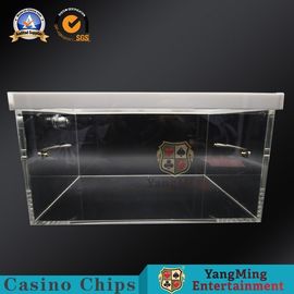 comprar Caja plástica del descenso de la tabla del póker con el logotipo/la caja de acrílico de oro de las extremidades del efectivo Fabricación en línea