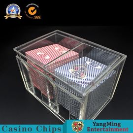 comprar 1-8 las cubiertas que el bacará de acrílico del tenedor del descarte del naipe dedicó dos lados encajonan completamente transparente Fabricación en línea