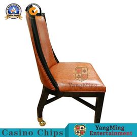 comprar El póker de madera sólido europeo retro del casino preside con la superficie de cuero anaranjada suave Fabricación en línea