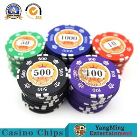 comprar circular de juego de Chip Set With Sticker Numbers del póker de la base de hierro 14g Fabricación en línea