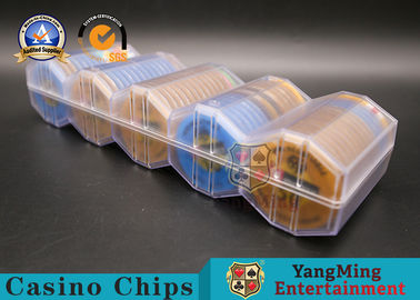 comprar Las filas de lujo de Chip Rack 100pcs 5 del póker alrededor del estilo Chips Holder plástico helaron el flotador del Rhombus Fabricación en línea