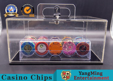 comprar Juego de tabla de acrílico metálico de Chip Case Full Transparent Baccarat del póker del hierro + de la cerradura Fabricación en línea