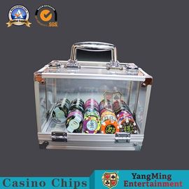 comprar Acrílico abierto doble Chips Carrier Texas Poker Round Chips Handle With Metal Lock de la aleación de aluminio Fabricación en línea