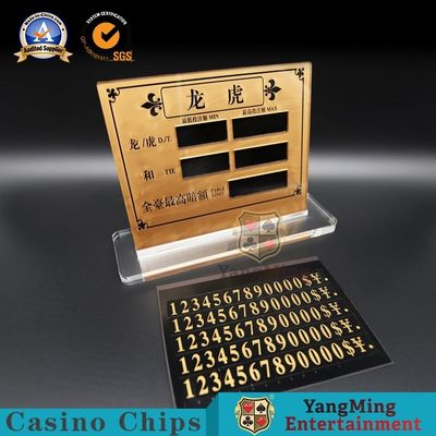 comprar Muestra de acrílico transparente de oro de Digitaces de la tabla del póker del entretenimiento de la tarjeta roja de Dragon Tiger Chinese And English Limited Fabricación en línea