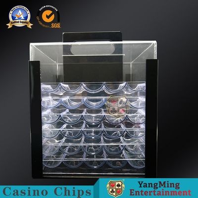 comprar Texas Clay Poker Chip Coin Case translúcido 1000 pedazos de diámetro de 40m m alrededor de Chips Case de Anti-falsificación de acrílico Fabricación en línea