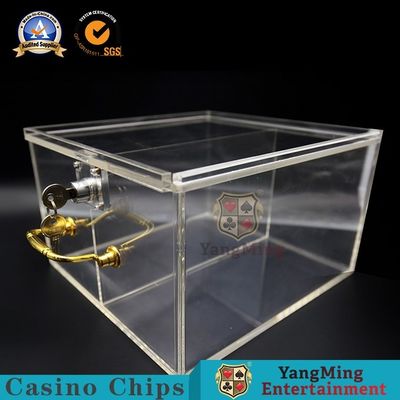 comprar Póker portátil Chip Card Storage Box de la Dos-rejilla de la versión de lujo de acrílico gruesa transparente de Chip Box Custom Metal Lock Fabricación en línea