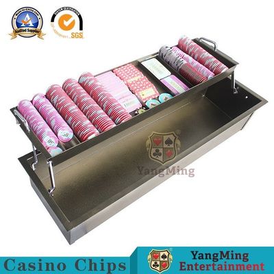 comprar Hierro Latón-coloreado Chip Tray With Lock Baccarat Poker de dos capas Clay Anti-Counterfeiting Chip Bracket de acrílico del metal Fabricación en línea