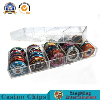 comprar Acrílico grueso de encargo del club 100 yardas de póker bloqueable Chips Tray de Anti-falsificación de Chip Box Full Transparent Round 50m m Fabricación en línea