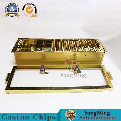 comprar Doble-capa de acero inoxidable amarilla de oro del metal del titanio que cierra con dos vueltas aduana de la tabla de Chip Tray High-End Poker Club Game Fabricación en línea
