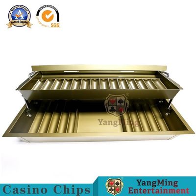 comprar Tabla electrochapada Chip Box del póker de Chip Plate Metal Double Layer del póker de la rejilla del oro 14 del titanio Fabricación en línea