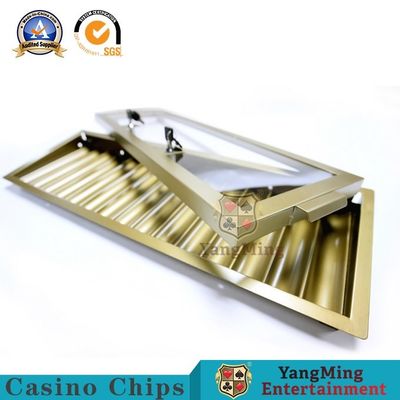 comprar Casino redondo Chip Tray Single Layer de la cubierta de vidrio del metal del código de 15 rejillas Fabricación en línea