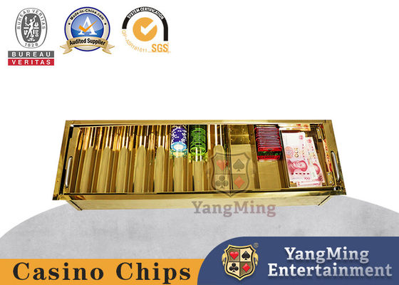 Sobremesa Chip Box del póker de Chip Plate Double Layer Locked del póker del metal del oro del titanio
