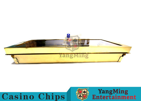 Placado con metal amarillo 14 compartimiento bandeja de fichas doble capa de bloqueo de fichas de póquer flotante