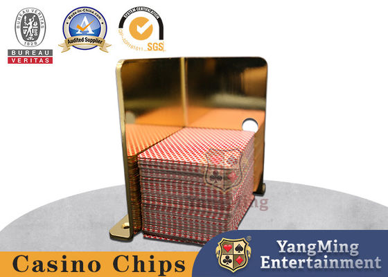 Nuevo soporte de tarjetas de juego de acero inoxidable de metal de oro