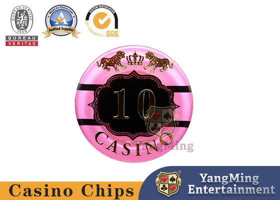 Casino Baccarat Dragón Tigre Acrílico Cristal Oro Revestido Chips de juego de póquer Monedas