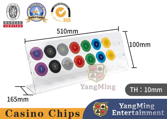 Mesa de póquer de ruleta, mesa superior, portachips, transparente acrílico de 40 mm y soporte de visualización de fichas de póquer