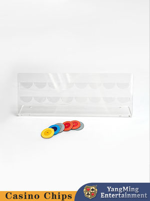 16Pcs Clay Poker Chip Display Rack Juego de apuestas Juego de mesa de ruleta Acrílico Chip Rack de almacenamiento