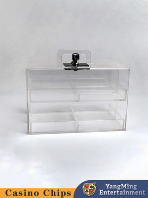 Fabricante personalizado de dos capas caja de fichas de póquer, totalmente transparente acrílico juego de mesa de juego de lujo