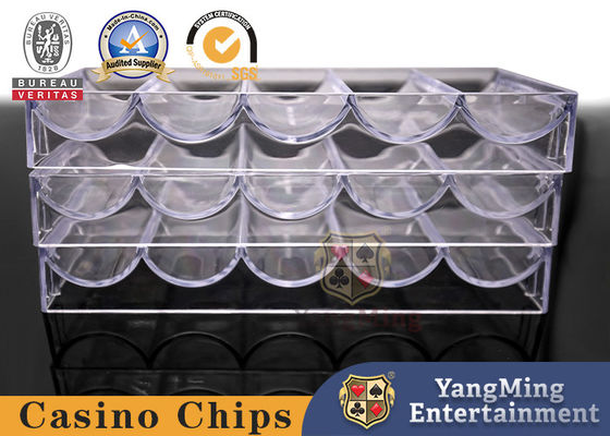 Póker plástico de acrílico Chip Box With 100 pedazos de 40m m Chip Coin Texas Table Accessories