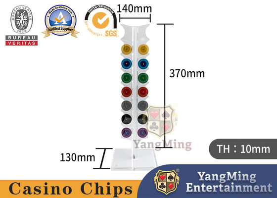 Ruleta Baccarat Juego de póquer Chips de mesa de pie completo transparente 25 piezas redondas Chips poseedor