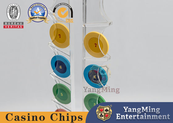 tenedor redondo de juego de la aduana de la tabla de la ruleta del portador de microprocesadores de la tabla de la caja transparente de las fichas de póker del casino 16pcs