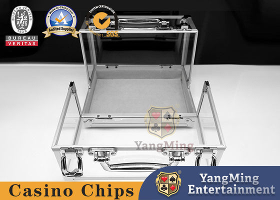 Alquilo de aluminio de 600 piezas caja de fichas transparente caja de fichas de mesa de juego de poker
