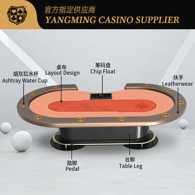 Nuevo lanzamiento de 10 jugadores de Texas Metal Oval Poker Table International Casino Club Juegos de mesa de póquer
