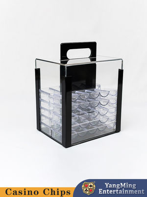 El casino salta el póker de acrílico clásico Chip Fully Transparent Carrier del caso 1000pcs para el póker Chip With Handle de 40M M o de 43M M