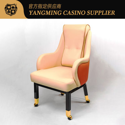 Confortable de cuero y madera Wynn Macao modelo personalizado del jugador silla Casino Baccarat con ruedas silla de póquer