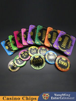 Nuevo diseño de papel de trigo acrílico Chips de estampado Casino Entretenimiento Juego de póquer Chips de escritorio